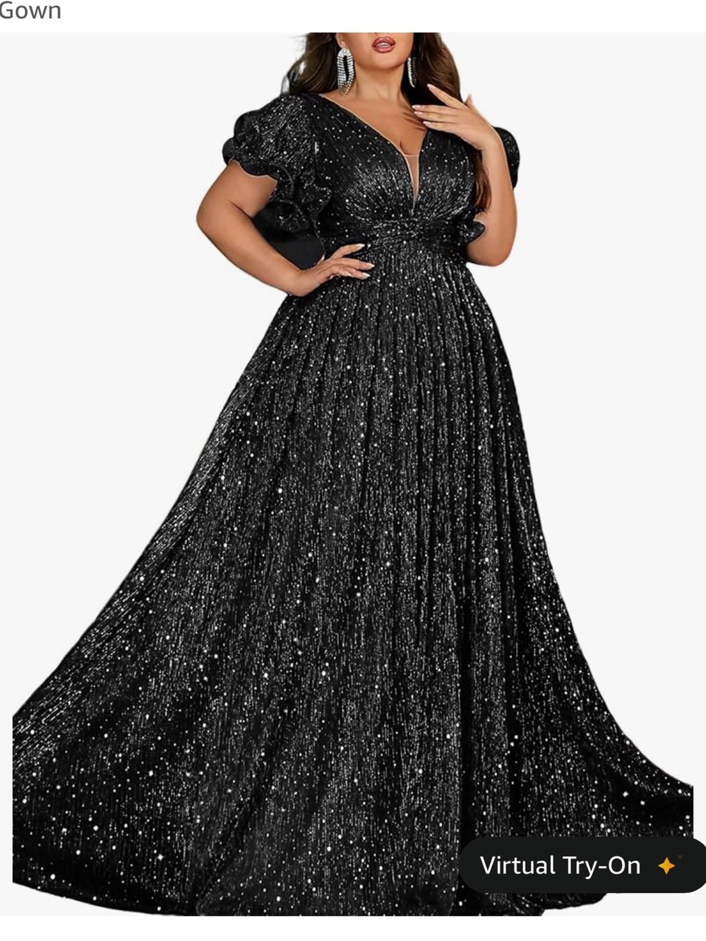 Women Plus Size Formal Dresses A Line Wedding Guest Long Glitter Size XL Curvy